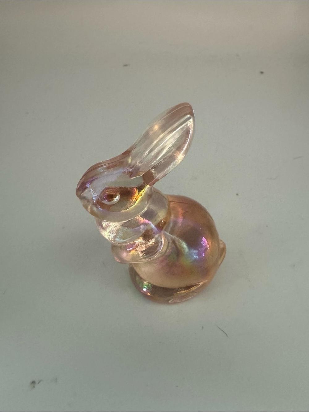 Fenton Iridescent Pink Glass Bunny